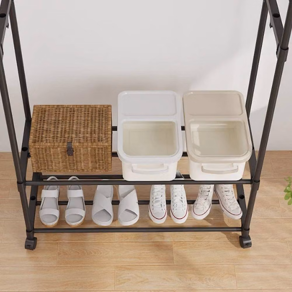 Kelvenix Heavy Duty Double Clothes Rail in Matt Black – 2