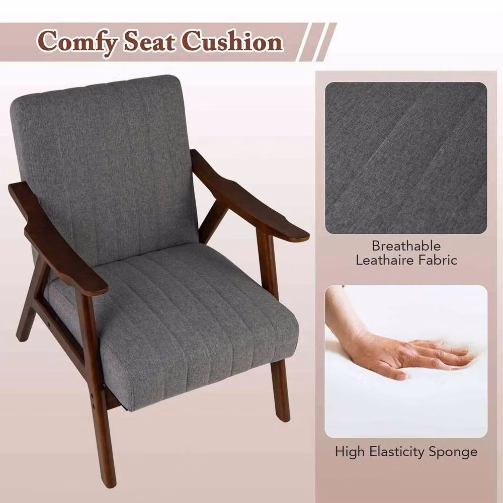 Kelvenix Modern Accent Chair in Grey with Armrests and Solid Wood Frame – 4