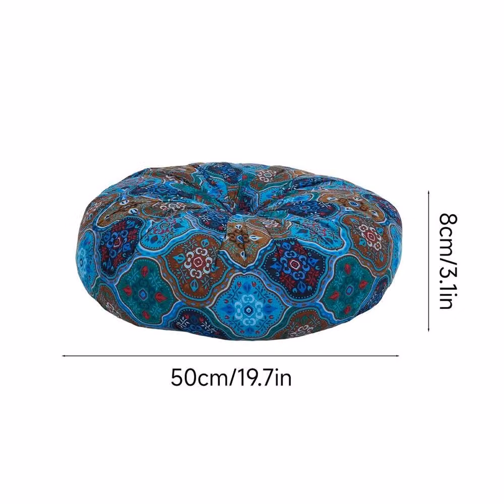 PAWNORA Blue Round Floor Cushion, Diameter: 50 cm, Height: 8 cm – 2