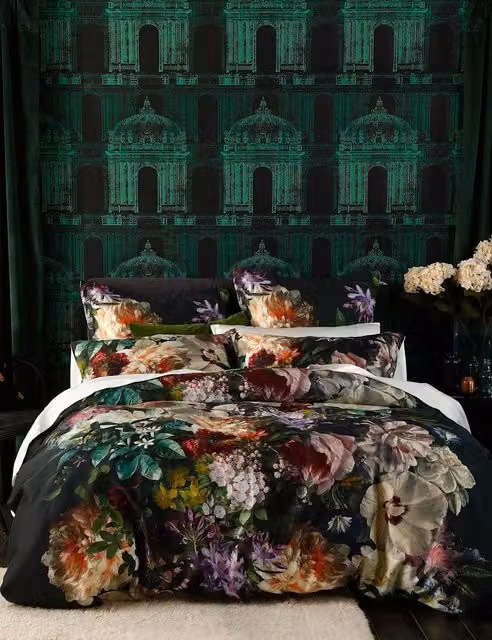MM Linen Fiori Floral Pure Cotton Bedding Set, Grey Mix, 180 x 200 cm
