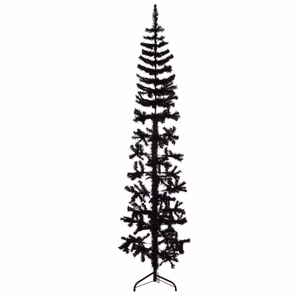 Berkfield Home Slim Artificial Half Christmas Tree with Stand, Black, Height: 240 cm – 2