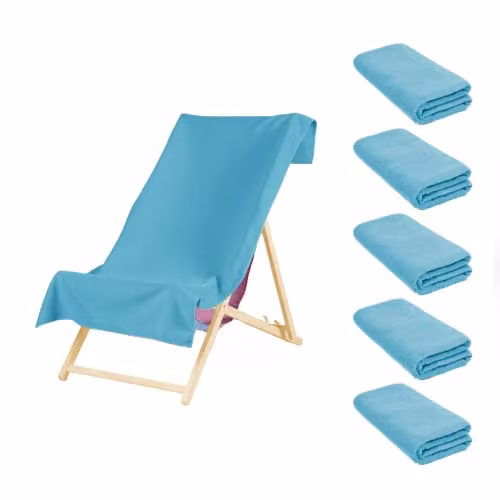 Brentfords Set of 5 Quick Dry Microfibre Beach Towels for Adults in Blue