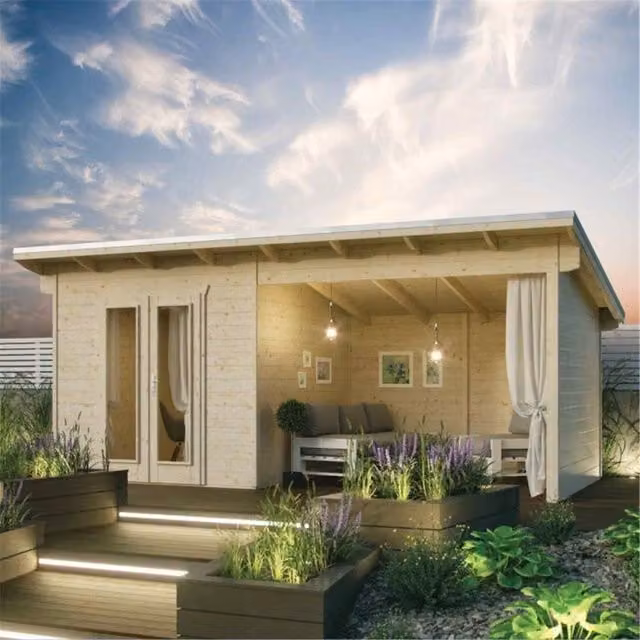 Cheshire Oasis Log Cabin and Entertainment Area in Natural Wood with 28mm Wall Thickness