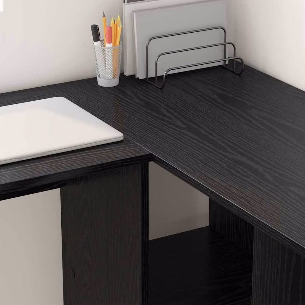 Berkfield Home Modern Black Oak Writing Desk in Black – 4