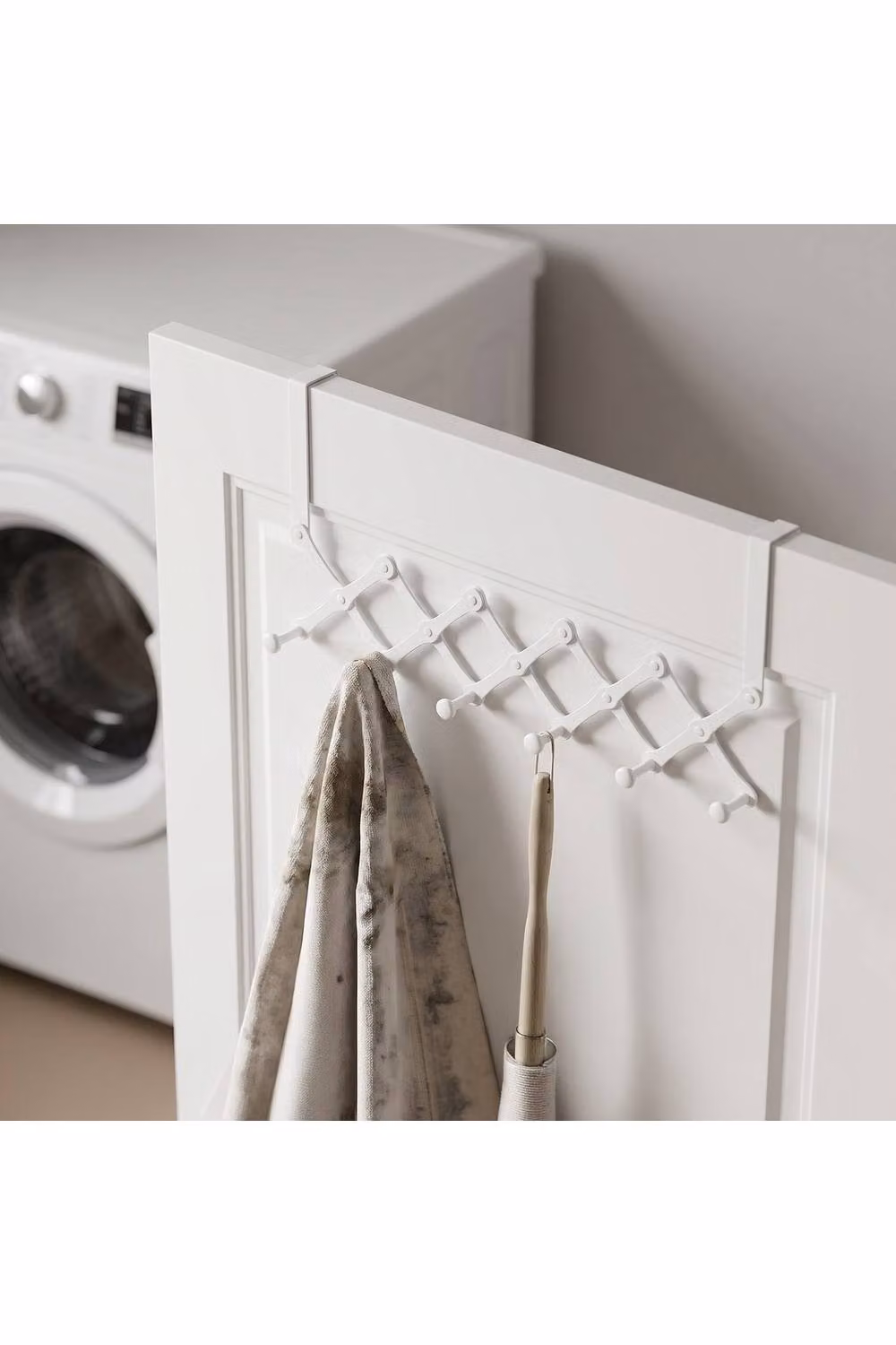 Living and Home Adjustable Over-the-Door Plastic Hanger with 6 Hooks in White – 2