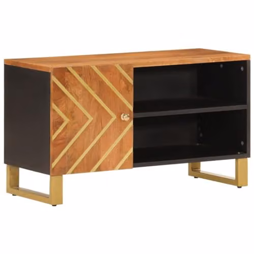 vidaXL Industrial Mango Wood and Metal TV Cabinet in Brown and Black, W: 80 cm, D: 31.5 cm, H: 46 cm