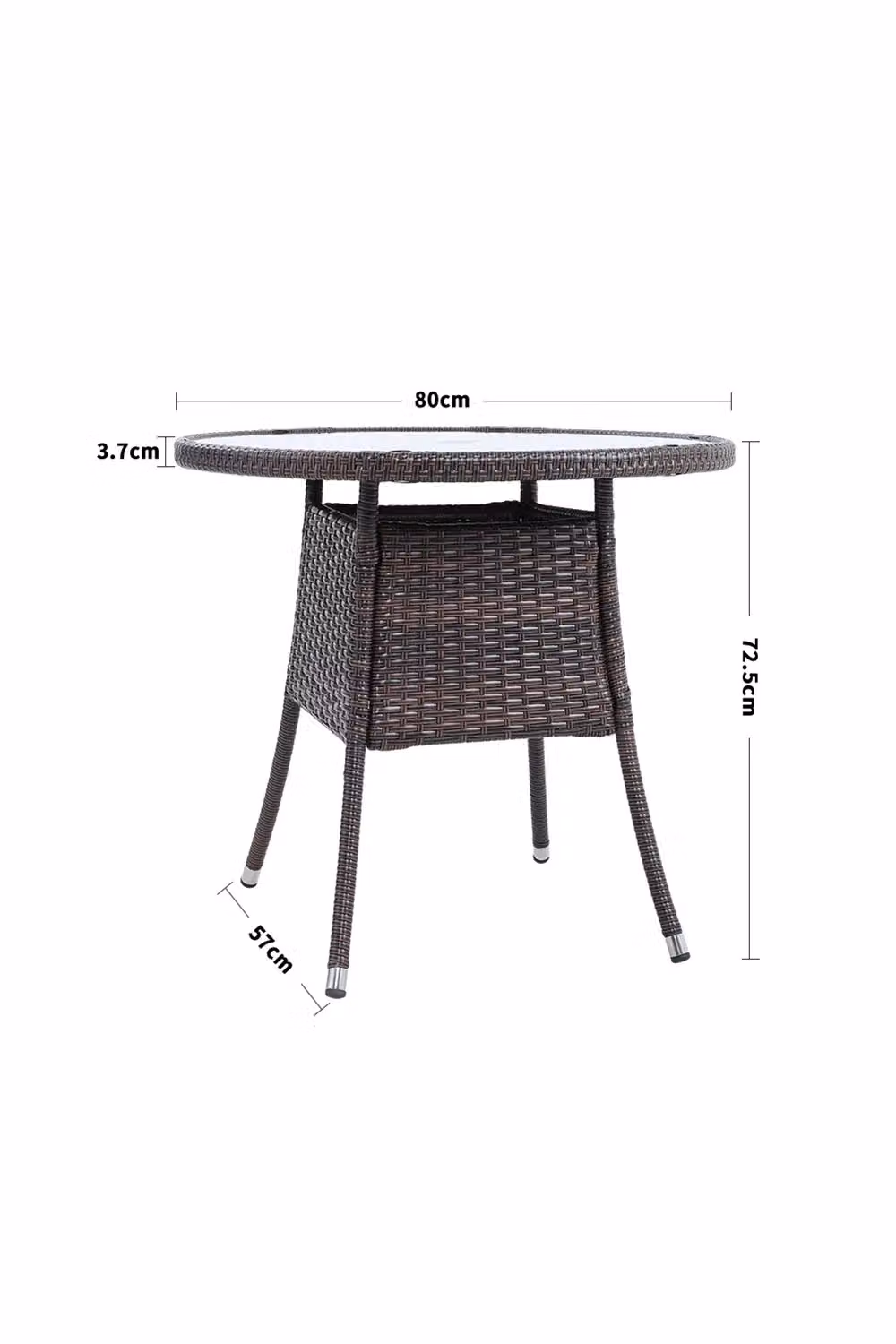 Living and Home Brown Wicker 4 Seater Garden Dining Table with Tempered Glass Top and Parasol Hole – 2