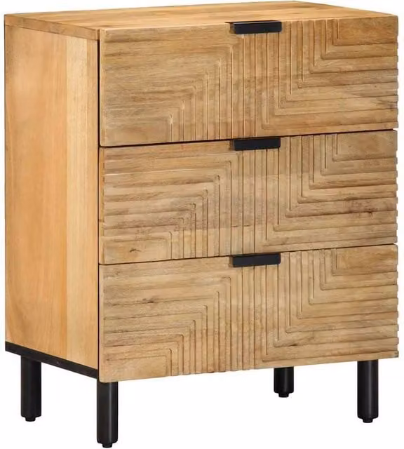 Berkfield Home Brown Mango Wood Bedside Cabinet W/D/H: 50 x 33 x 62 cm – 1
