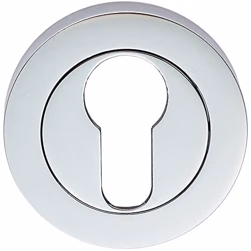 Loops 50mm Euro Profile Round Escutcheon in Polished Chrome with Concealed Fix, Depth: 10mm