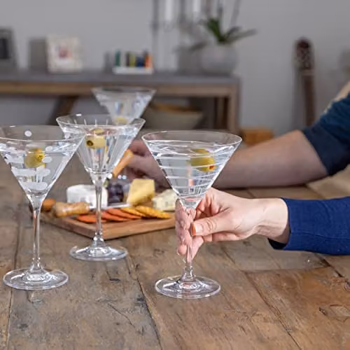 Mikasa Cheers Set of 4 Stemless Martini Cocktail Glasses, 400 ml, Transparent and Silver – 3