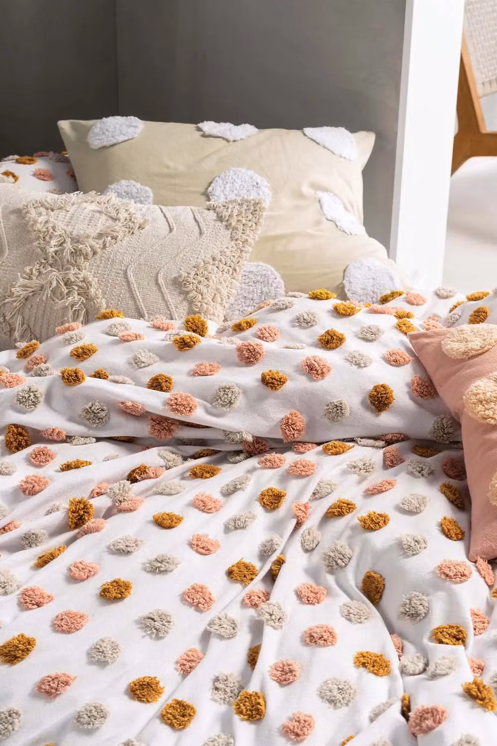 Linen House Haze Cotton Dotted Duvet Cover Set in Pink and Sand, 180 x 200 cm – 2