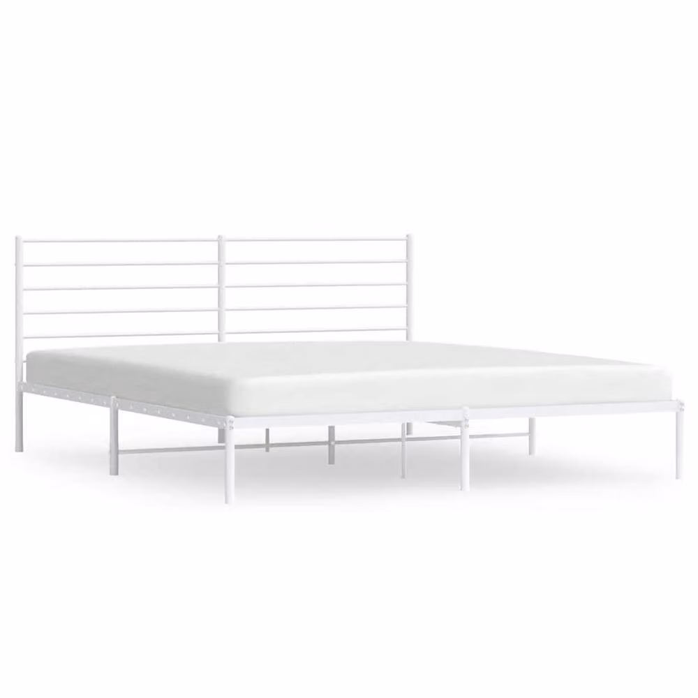 Berkfield Home Metal Bed Frame with Headboard in White, W/D/H: 193 x 198 x 90 cm – 2
