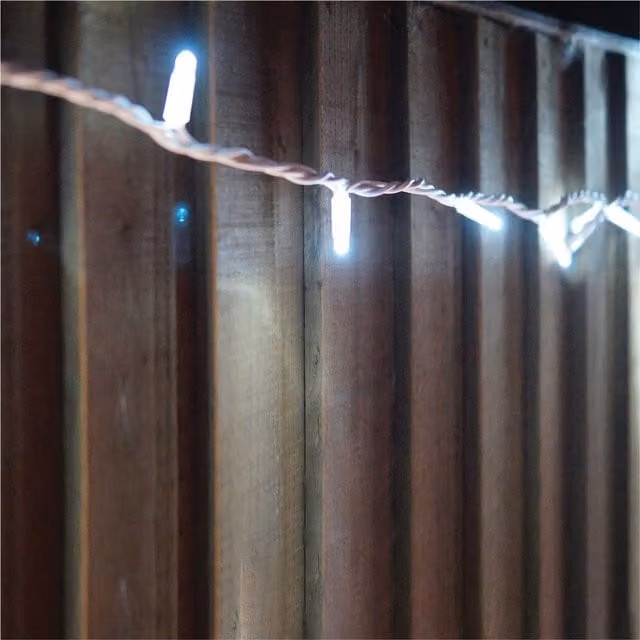 Xmas Haus Connectable Cool White LED String Lights with White Rubber Cable, IP65 Rated, 10m