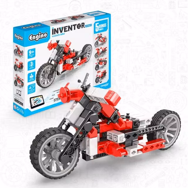 Engino Creative Red Custom Bike with Connecting Connectors