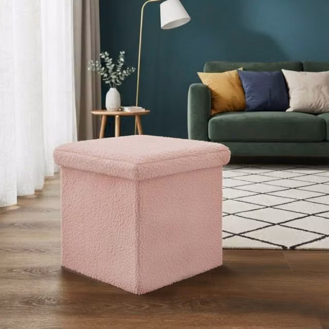 Snug City Teddy Soft Square Storage Box with Lid in Pink – 1