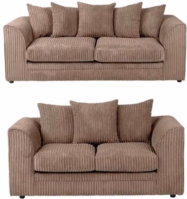 LUXURY LIFE Dylan Jumbo Cord Fabric Sofa Set in Light Brown – 1