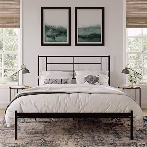 DHP Furniture Jensen Modern Metal Bed in Black, W/D/H: 180 x 200 x 116.85 cm