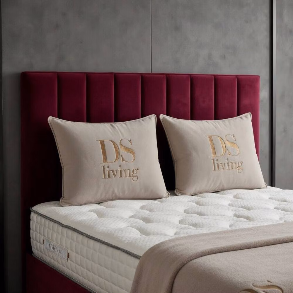 DS Living Aether Modern Upholstered Velvet Divan Bed in Red, W/D/H: 140 x 200 cm – 2
