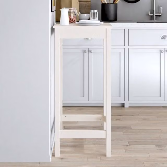 Berkfield Home White Solid Wood Pine Bar Table W/D/H: 50 x 50 x 110 cm – 1