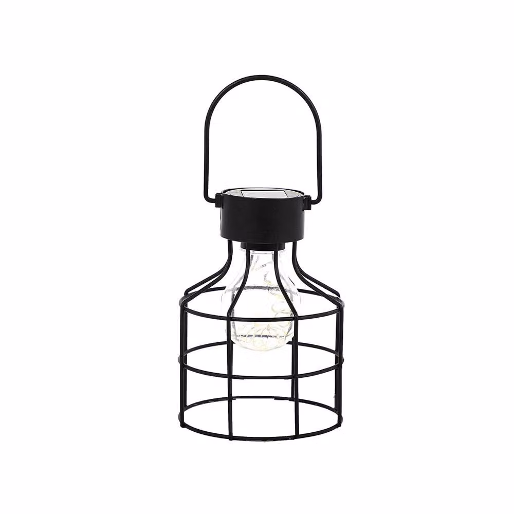 Voltico 2-Piece Set of Hanging Retro Solar LED Garden Lanterns in Black – 2