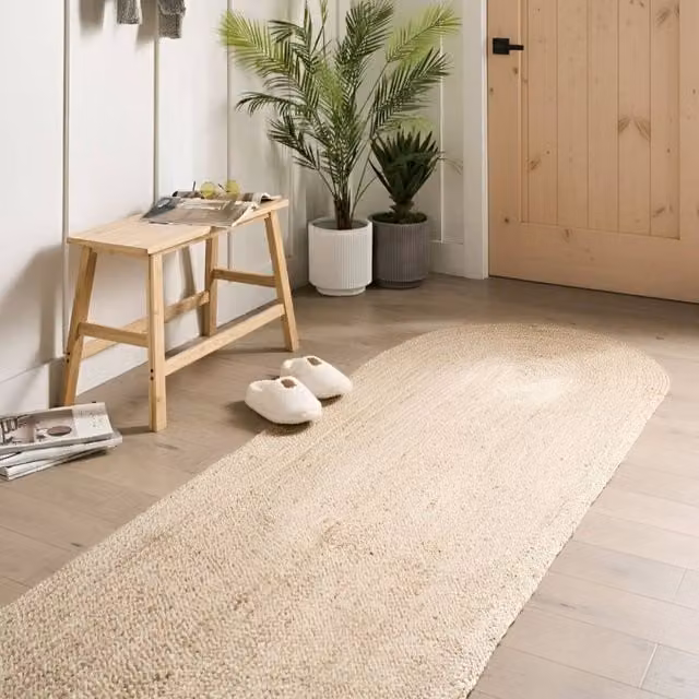 Wyld and Coco Beige Braided Jute Runner, Underfloor Heating Compatible, W: 80 cm, L: 300 cm – 1