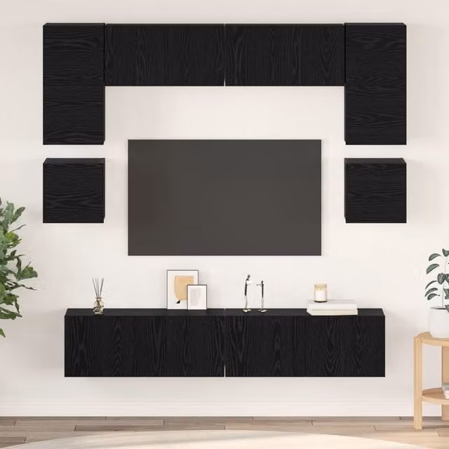 Berkfield Home Wall-mounted Storage Shelf with Door in Black Oak, W/D/H: 80 x 30 x 30 cm – 1