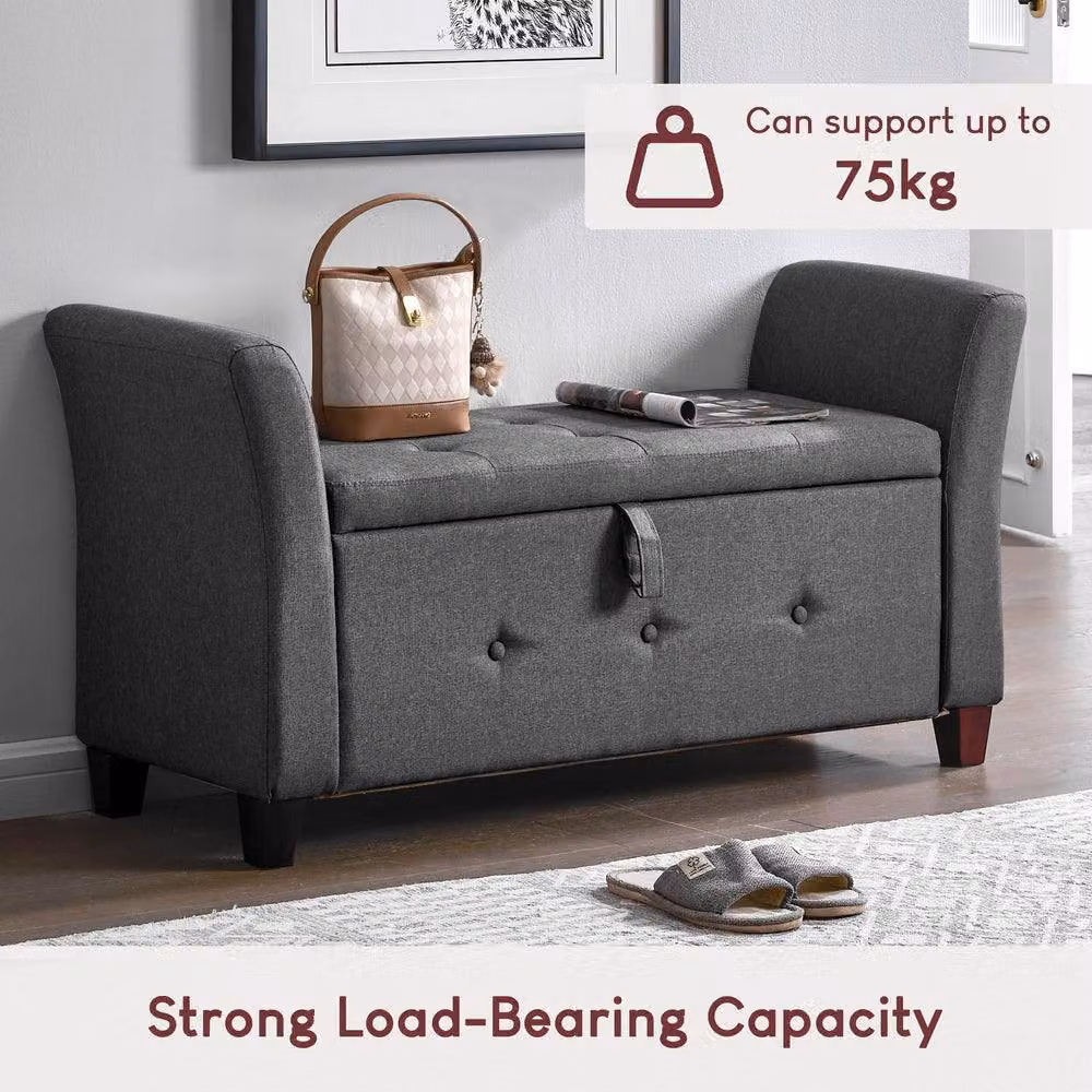 HD Designs Vida Designs Seville Rectangular Storage Ottoman in Grey Fabric – 4