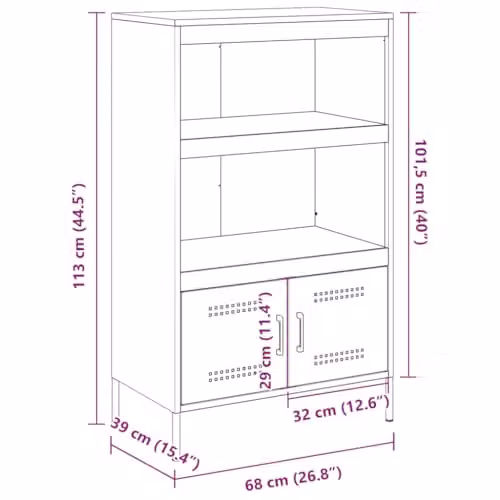vidaXL Industrial Black Steel Highboard with Hinged Doors, W/D/H: 68 x 39 x 113 cm – 3