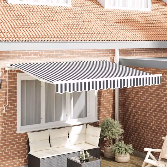 Berkfield Home Replacement Awning Fabric in Anthracite and White, W: 350 cm, D: 195 cm – 1