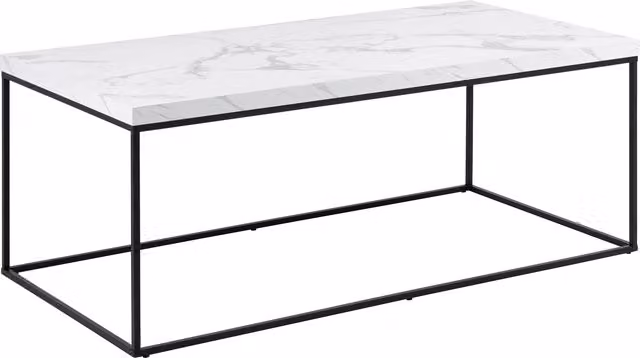 Furniture To Go Barossa Coffee Table with White Marble Effect Top and Black Metal Sled Base – 1