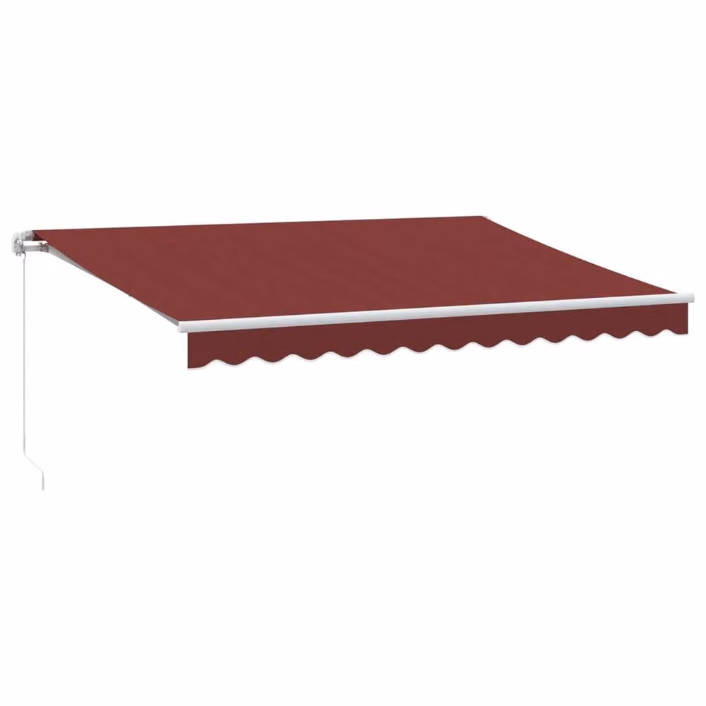 Berkfield Home Manual Retractable Folding Arm Awning in Red and White, W: 350 cm, D: 250 cm – 3