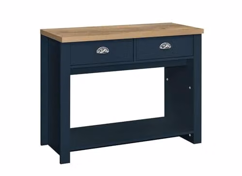 Birlea Highgate 2 Drawer Console Table Blue and Oak Effect