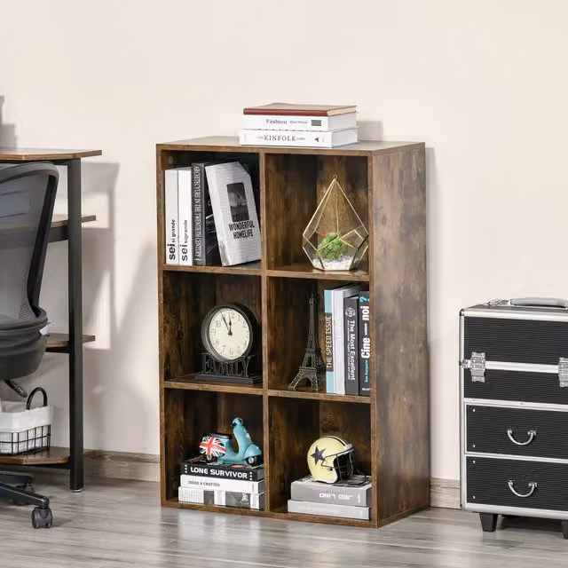 HOMCOM Cubic Cabinet Storage Shelves in Rustic Brown
