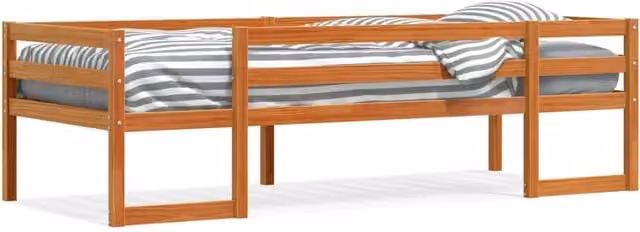 Berkfield Home Kids' Solid Pine Bed Frame in Waxed Brown, W/D/H: 80 x 200 cm