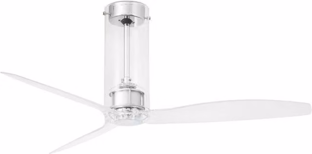 Faro Modern Chrome Cylinder Ceiling Fan with Remote Control and Glass Shade