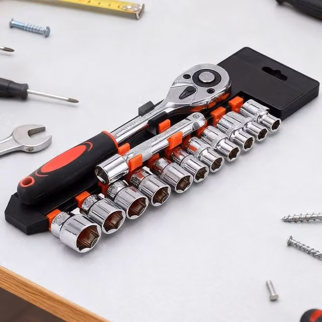 Havendro 12-Piece 1/2 Inch Socket Set and Ratchet Wrench Tool Kit in Silver and Multicolour High-Carbon Steel