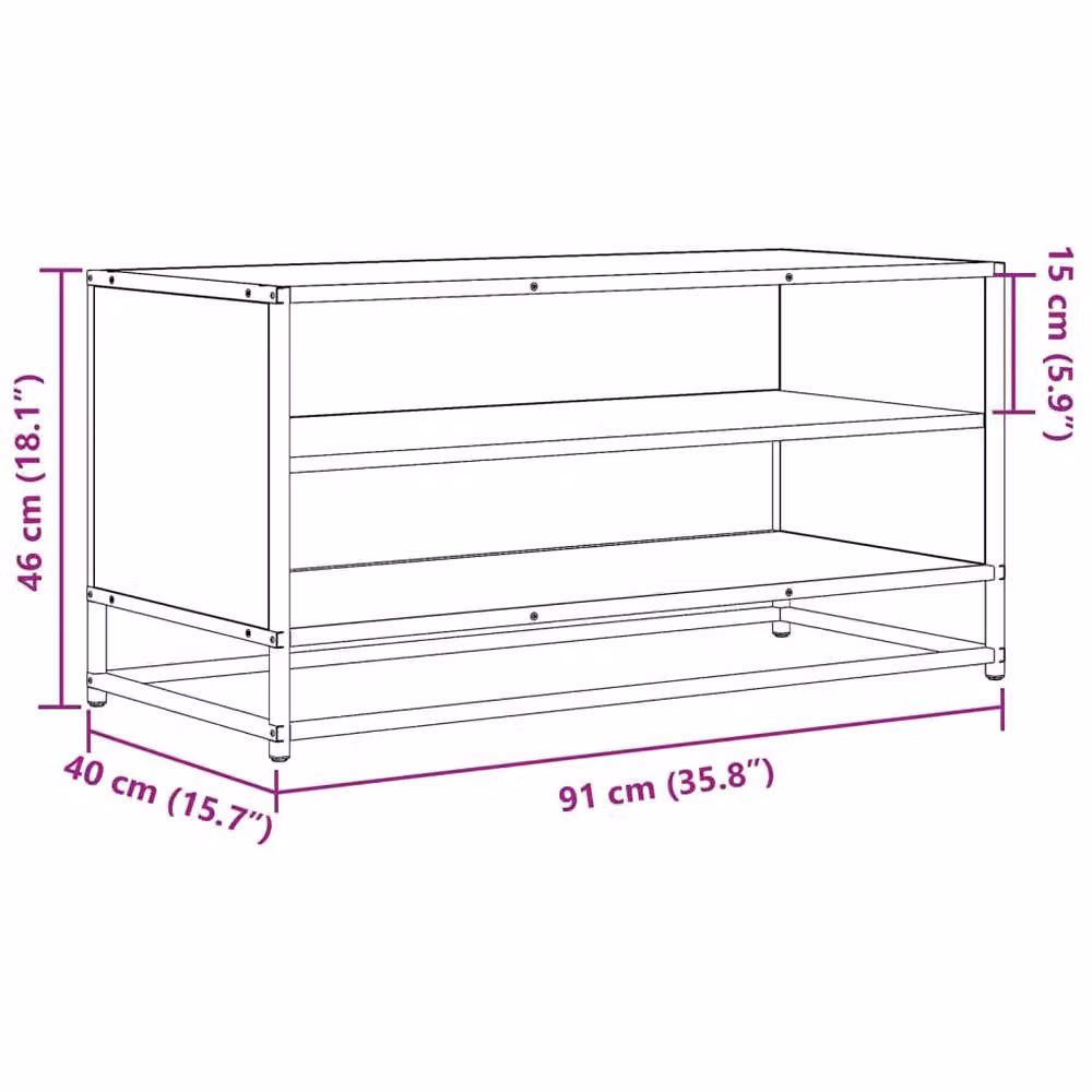 Berkfield Home TV Cabinet in Smoked Oak and Brown, W/D/H: 91 x 40 x 46 cm – 6