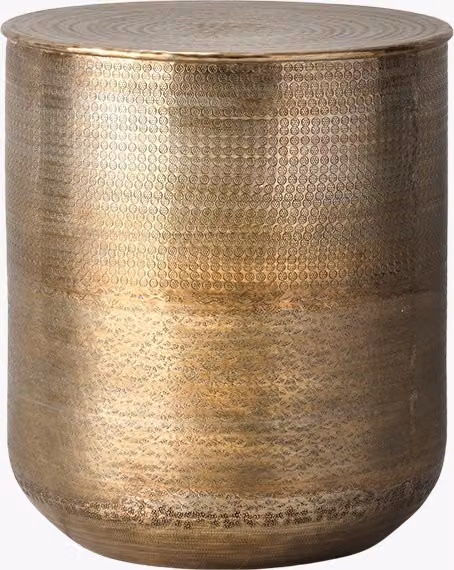 Perch & Parrow Jamila Round Metal Side Table in Gold and Silver Geometric Boho Design