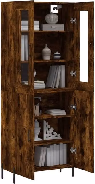 Berkfield Home Smoked Oak Highboard in Brown, W/D/H: 69.5 x 34 x 180 cm – 1