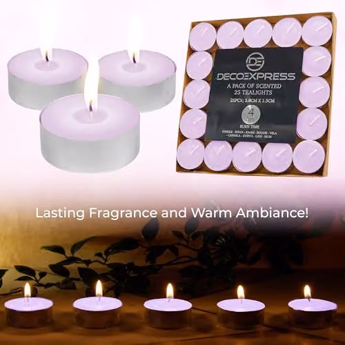 Deco Express Cherry Blossom Scented Tealight Candles, Pink, 25 Pack – 6
