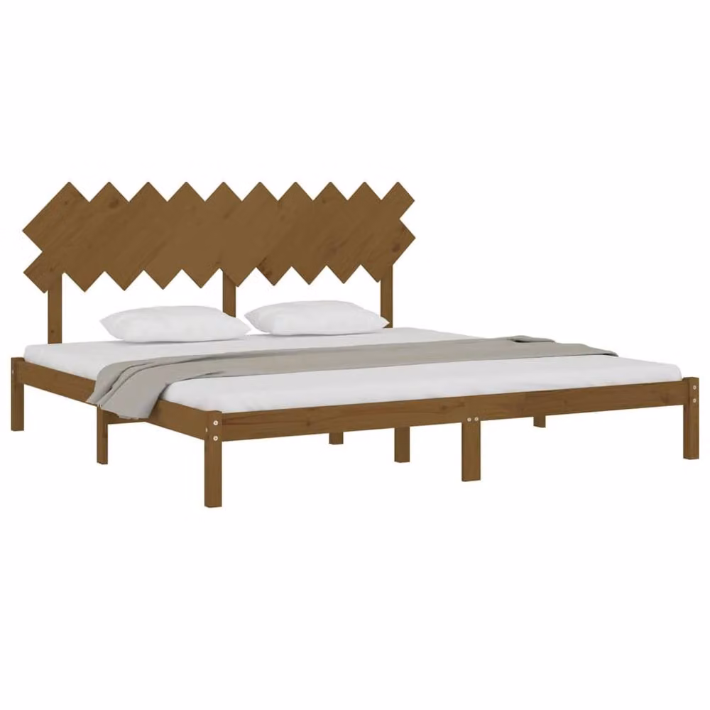 Berkfield Home Solid Wood Pine Bed Frame, Brown, W/D/H: 200 x 200 x 31 cm – 3