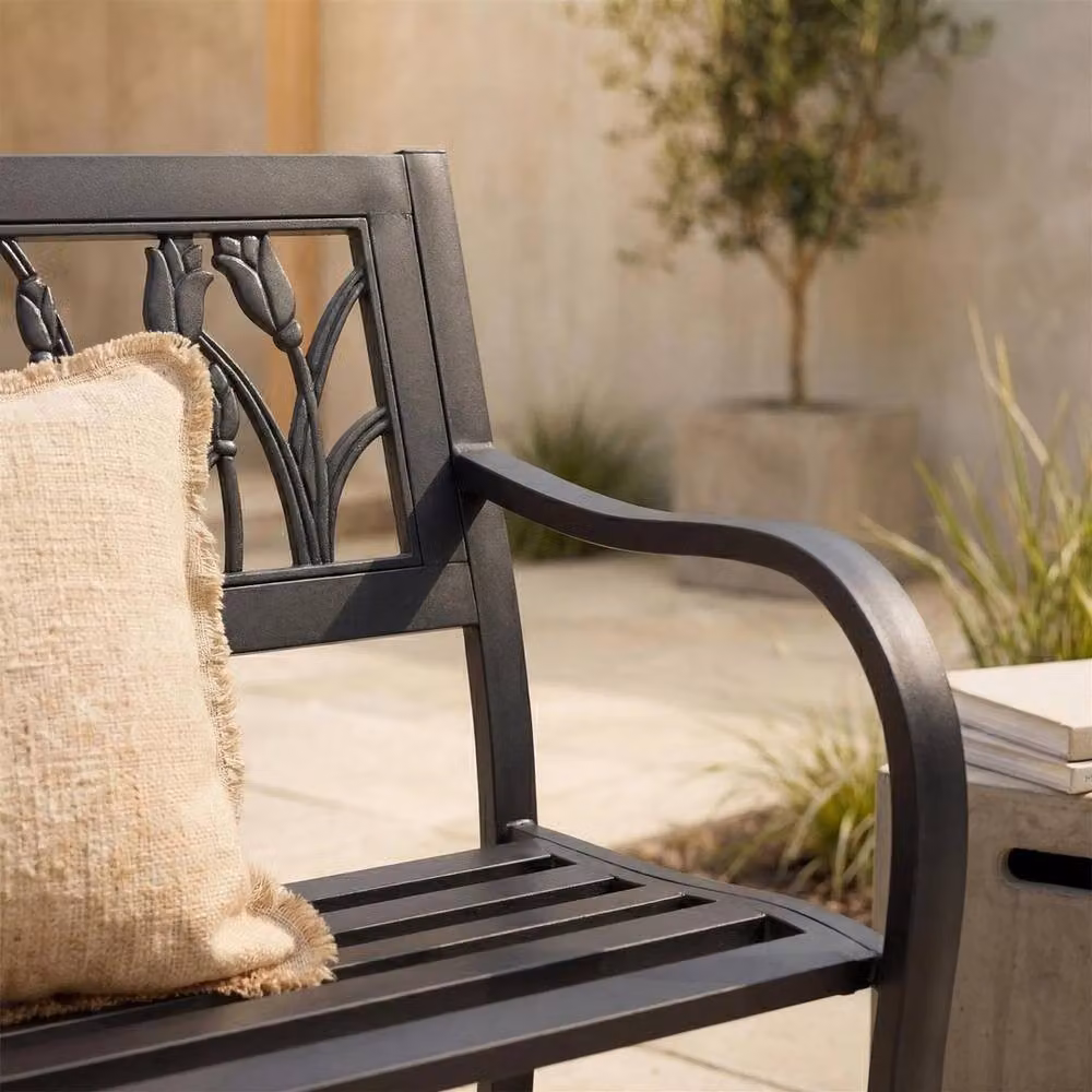 Kelvenix Tulip 3 Seater Garden Bench in Grey Steel – 3