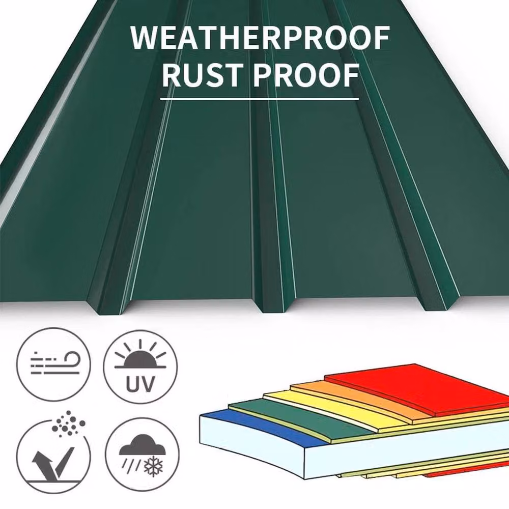 KORVIXA 12 Piece Corrugated Metal Roof Sheets in Green, W: 100 cm, H: 200 cm – 3
