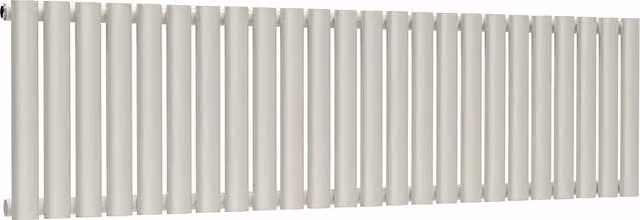 Lux Heat Oval Horizontal Single Wall Radiator in Stone White, W: 144 cm, H: 40 cm