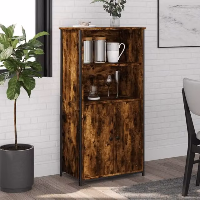 Berkfield Home Modern Highboard in Smoked Oak, Brown, W/D/H: 62 x 36 x 121.5 cm – 1