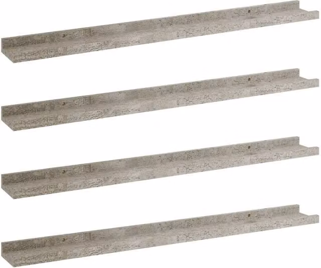 Berkfield Home Wall Mounted Shelves, 4 Piece Set, Concrete Grey, W: 80 cm, D: 9 cm, H: 3 cm – 1
