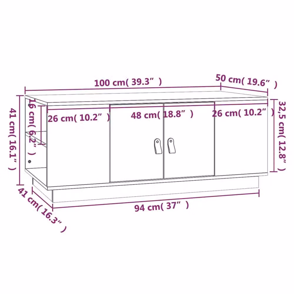 Berkfield Home Black Rustic Solid Wood Pine Coffee Table W/D/H: 100 x 50 x 41 cm – 4