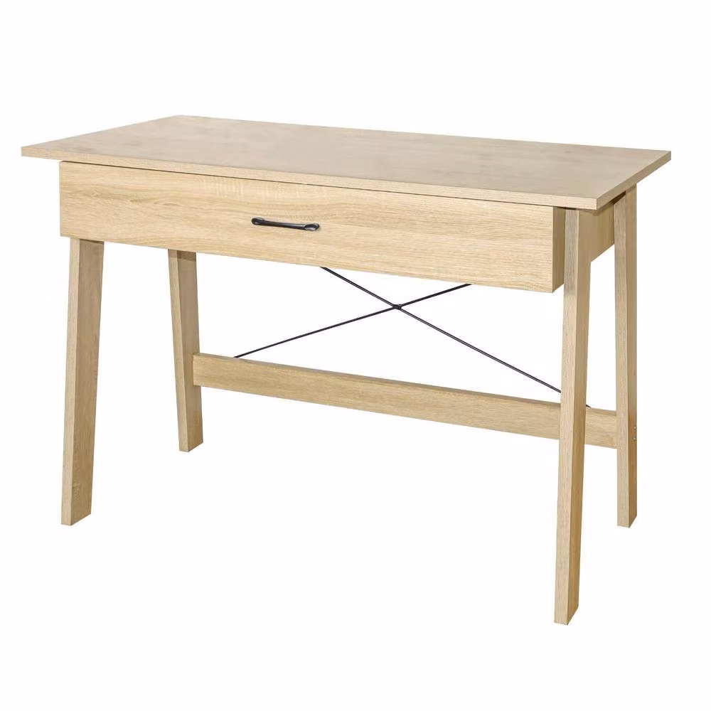 Home Source Winston Computer Desk with Single Pedestal Drawer in Oak and Brown, W/D/H: 111.0 x 50.0 x 75.0 cm – 3