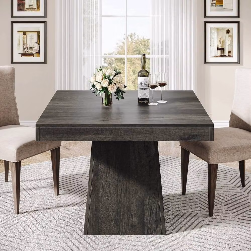 VOGREX Square Farmhouse Dining Table in Dark Grey, W/D/H: 80 x 80 x 75 cm – 3