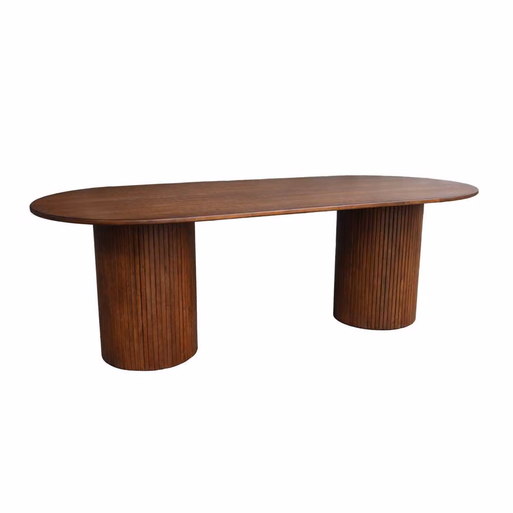 sweeek Oval Oak Veneer Dining Table in Dark Brown, Seats 8 – 2